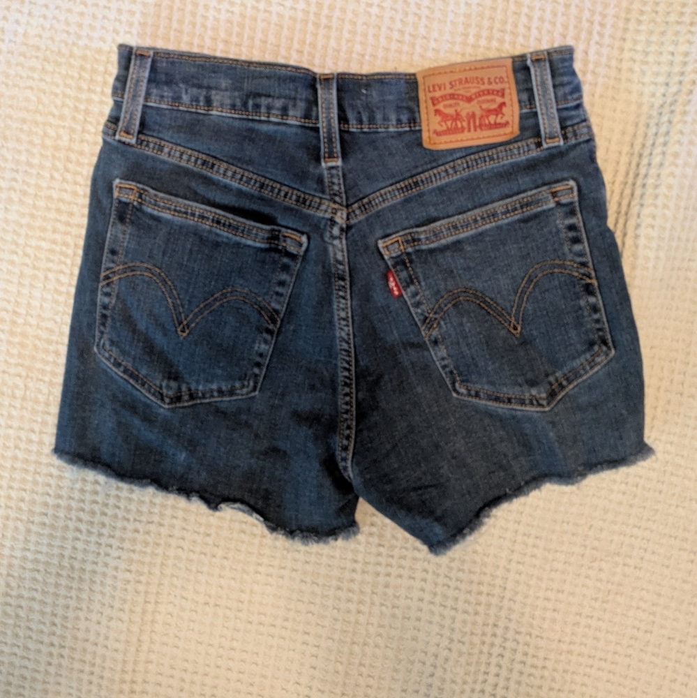 Levi's Blue Distressed Jean Shorts - Picture 2 of 5